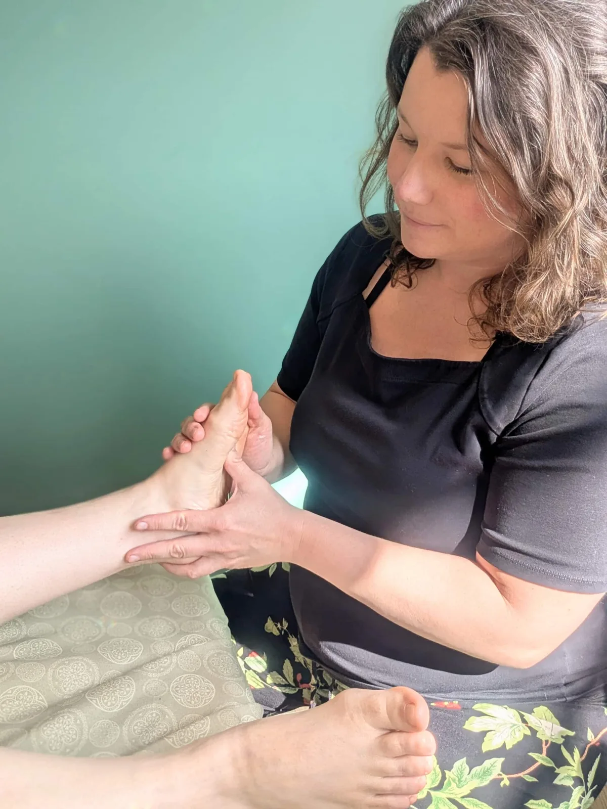 Foot reflexology session near Bridgewater, Nova Scotia