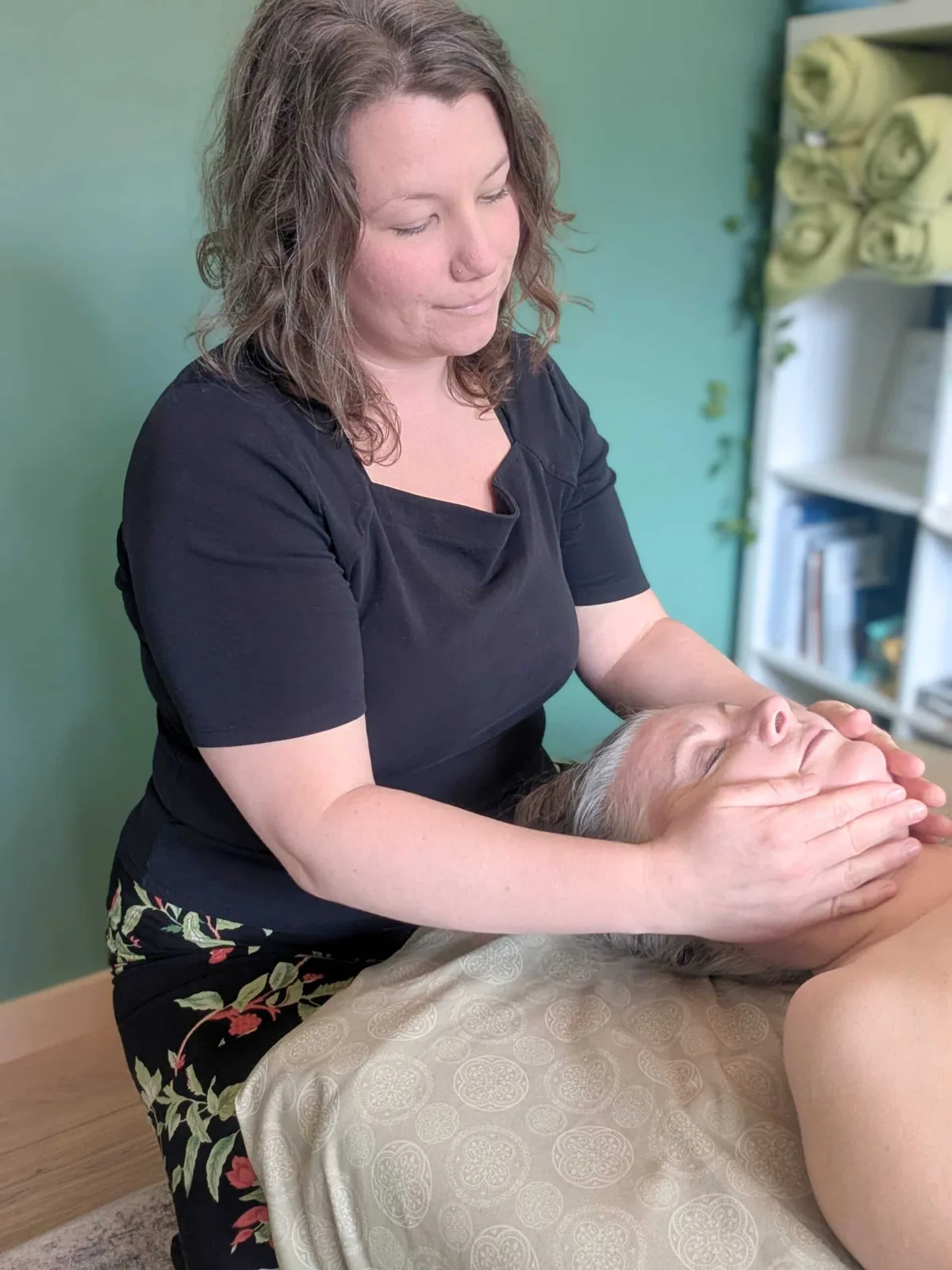 Client resting during a deeply relaxing session